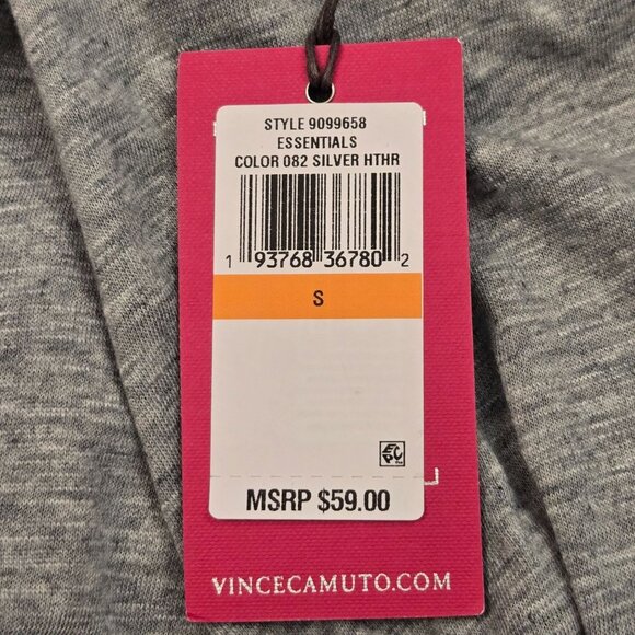 Vince Camuto Short Sleeve V Neck Top S Grey Relaxed Fit Embellished T Shirt NWT - Picture 7 of 9